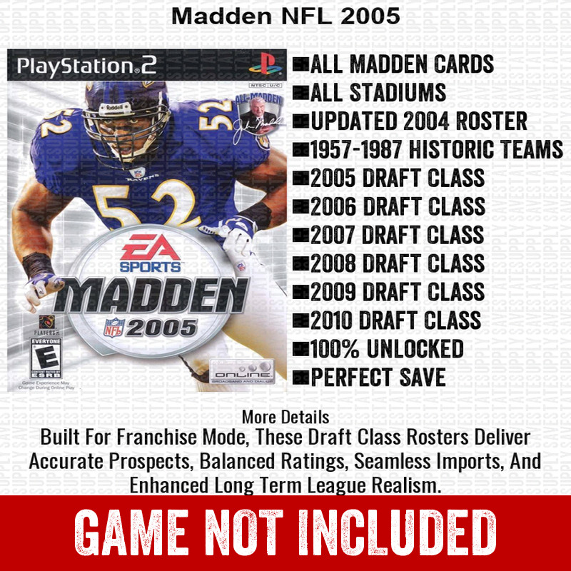 Madden NFL 2005 PS2 Playstation Roster Season Player Update Memory Card