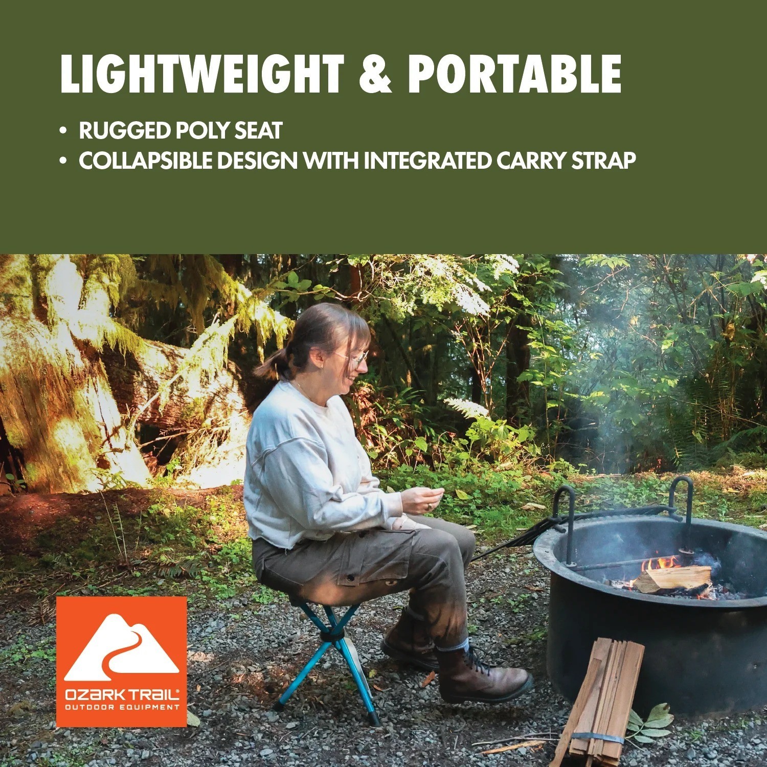Ozark Trail Steel and Polyester Lightweight Camping Stool