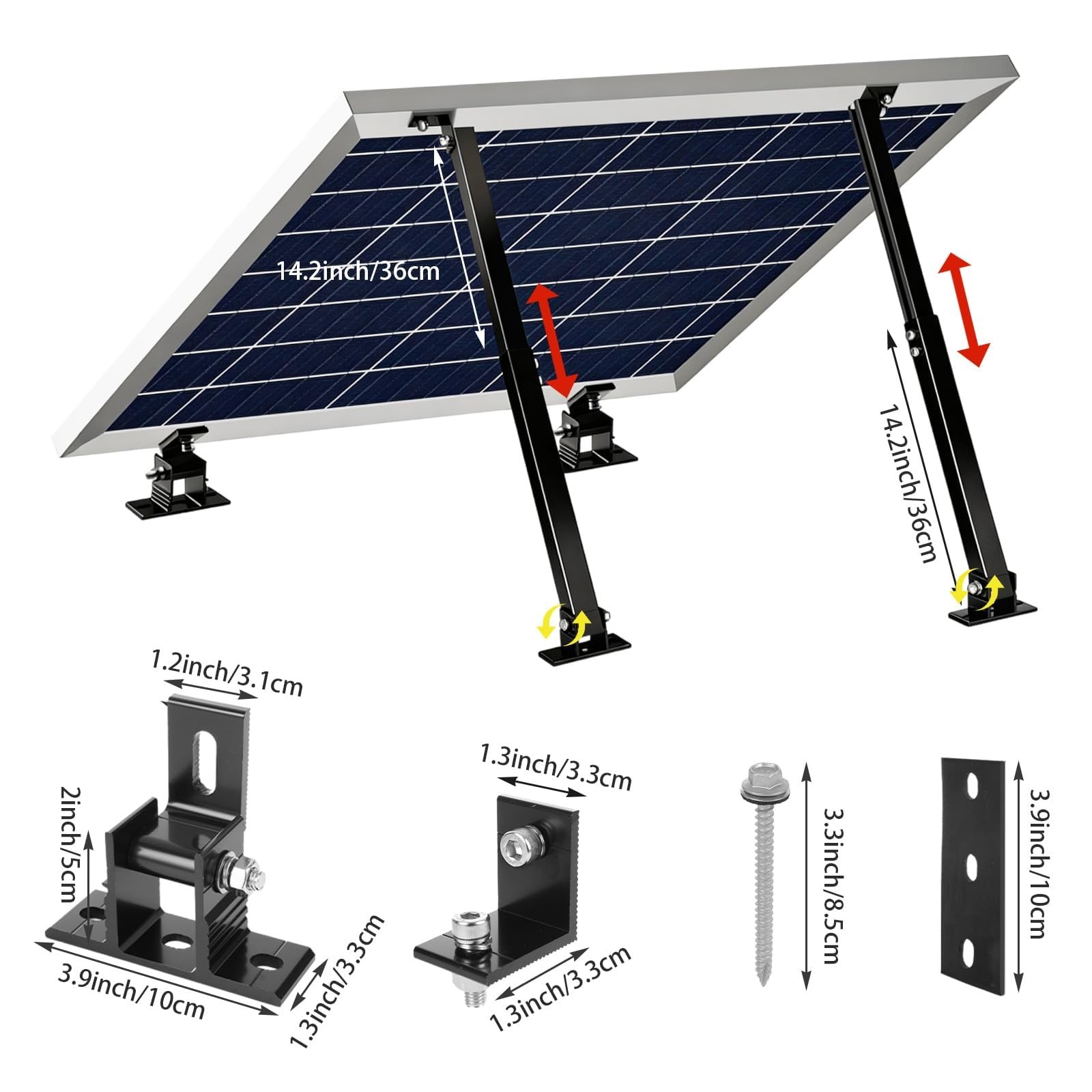 Oungy Adjustable Solar Panel Tilt Mount Brackets Aluminum Alloy Solar Panel