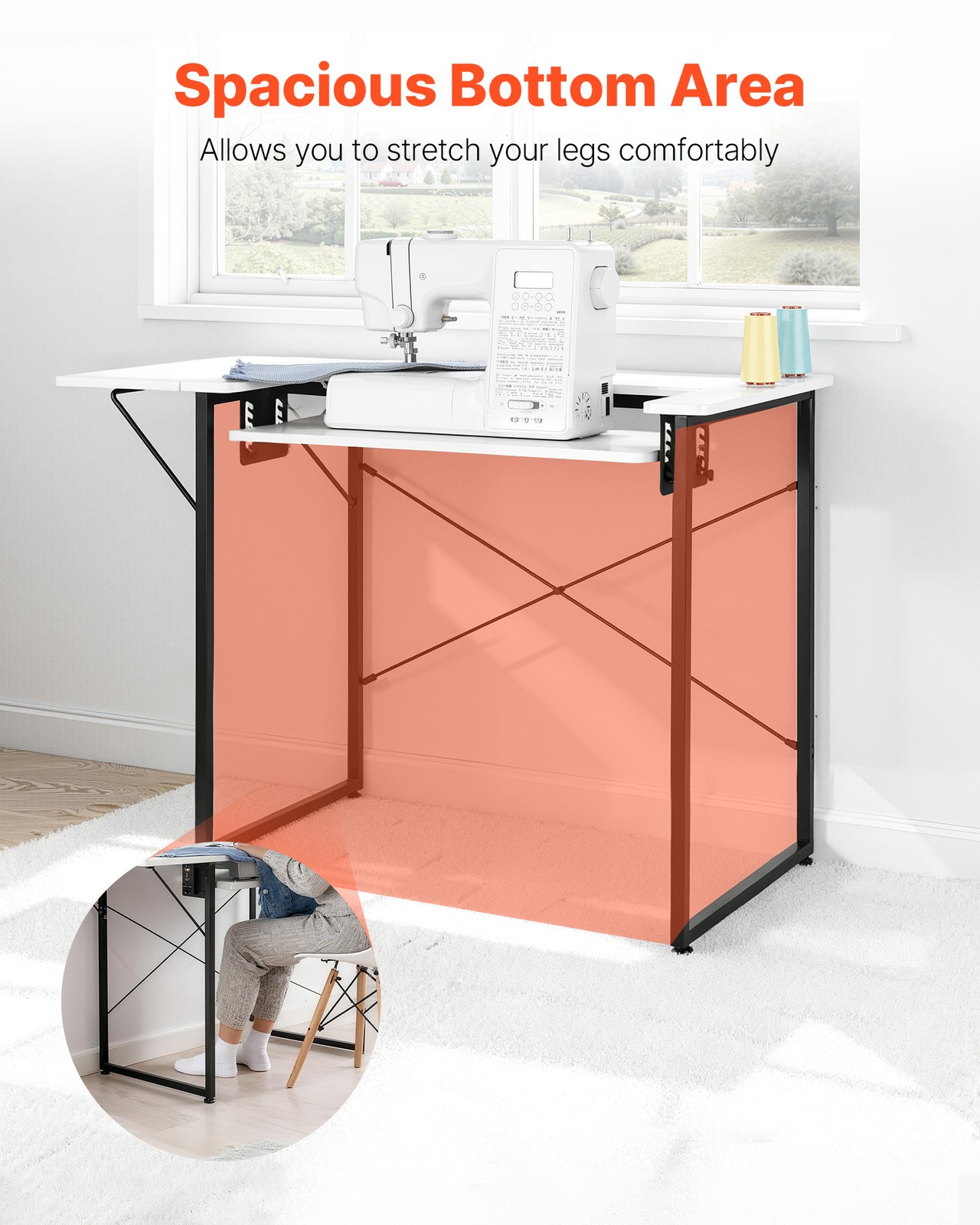 VEVOR Sewing Table Multipurpose Sewing Machine Table with Foldable Side Shelf
