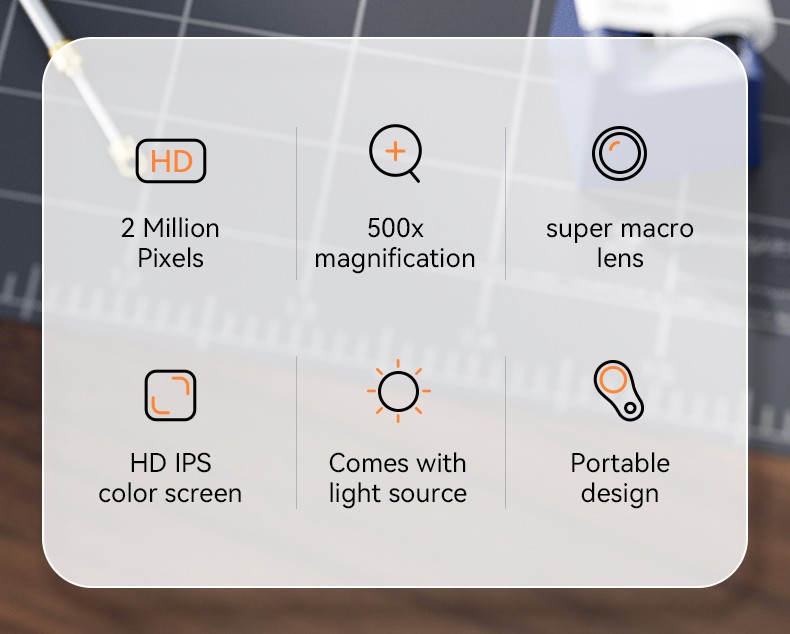 1080P 500X Digital Microscope 2Inch Screen Video Coin Microscope w/ MagnifyGlass