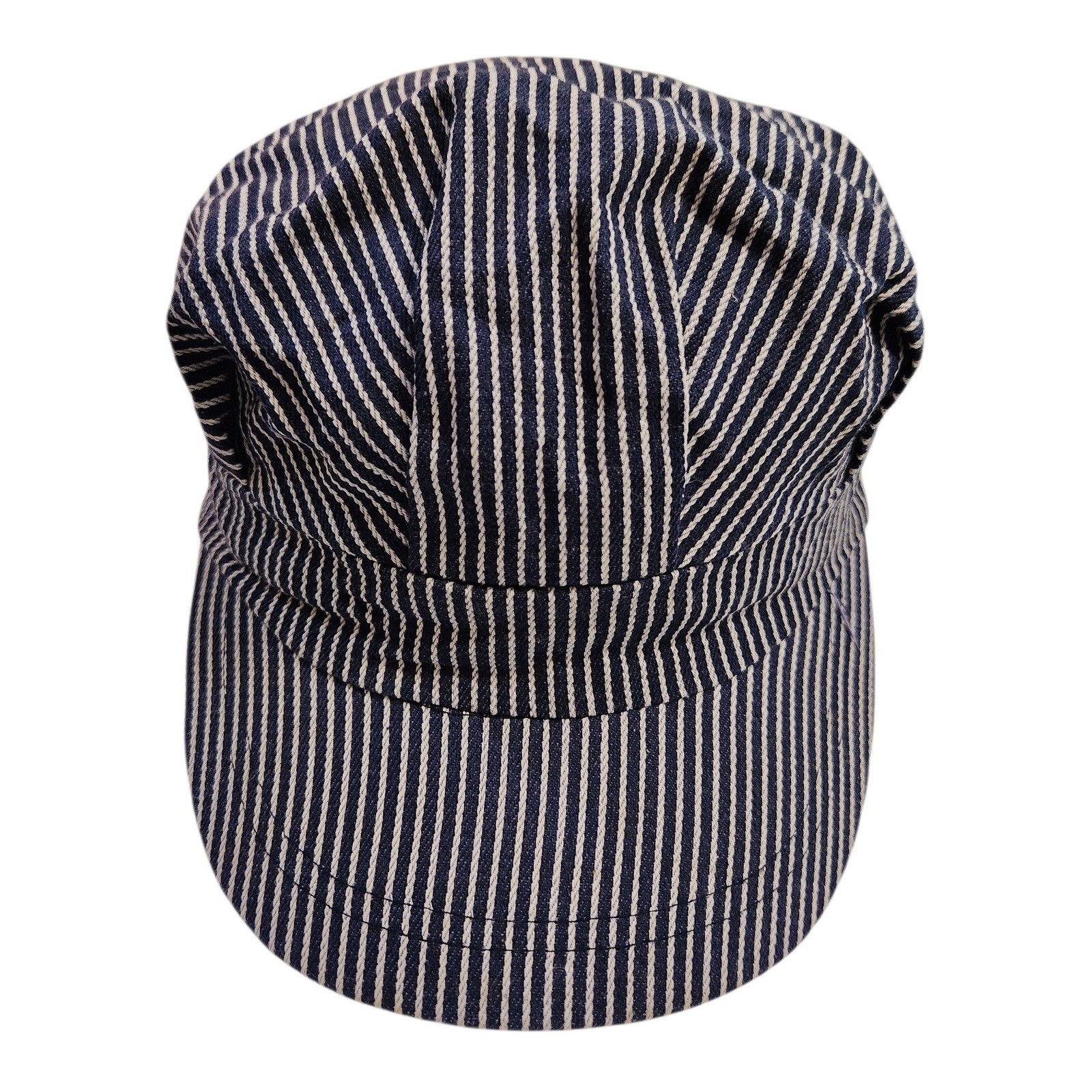 Kids Railroad Conductor Engineer Hat Cap Blue White Stripes Snapback