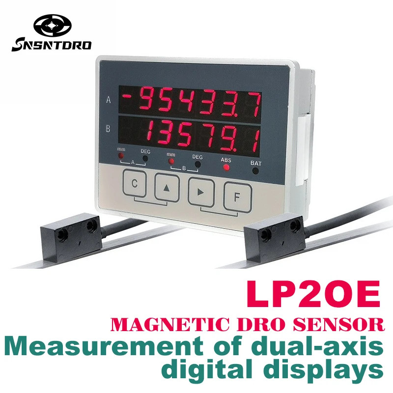 LP20E 2 Axis LCD DRO Magnetic Sensor Tape Displacement Scale Sensor