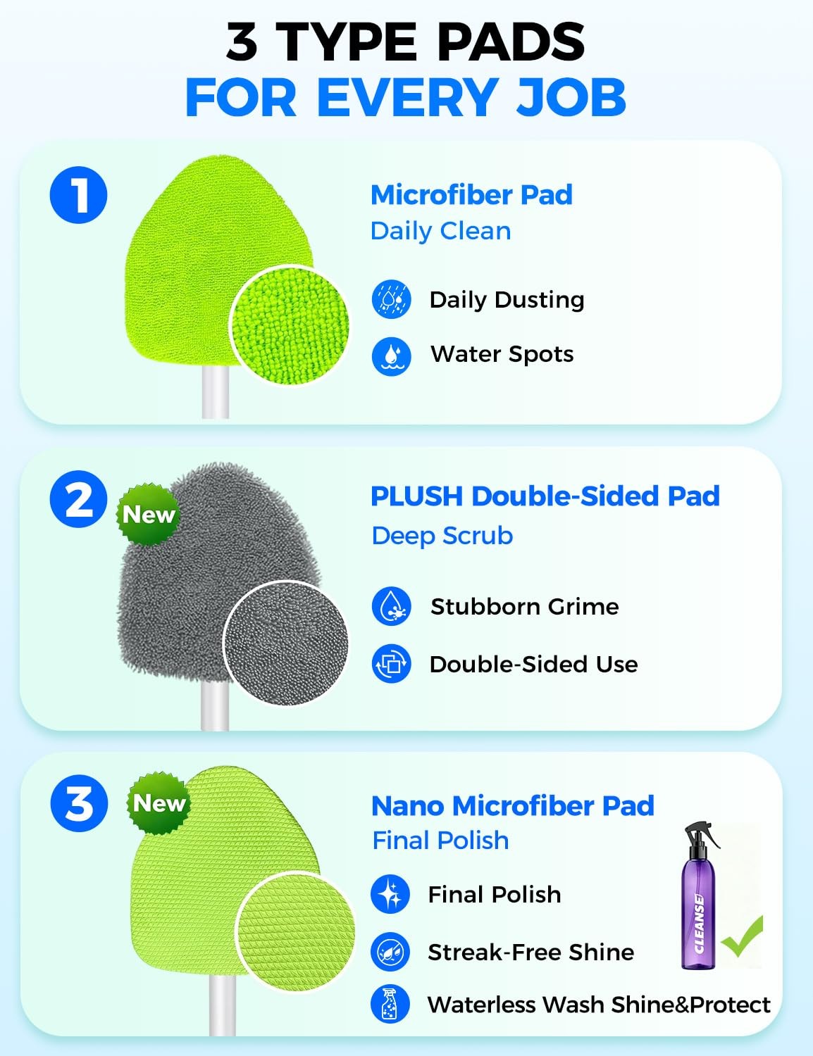 Interior Windshield Cleaner Tool – Car Interior Window Cleaning Kit With