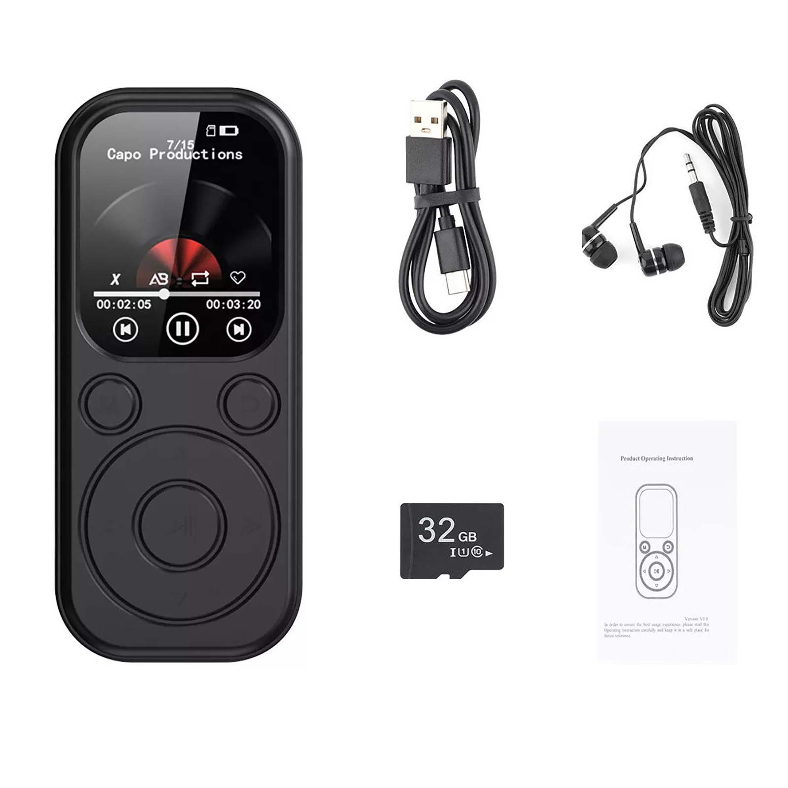 Multifunction MP4 Player 32GB Bluetooth 5.4 Supports 128GB Expand FM Radio