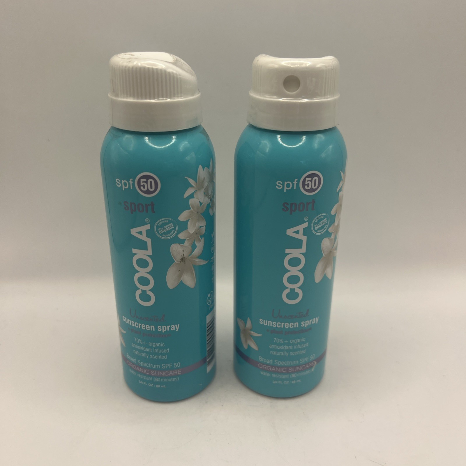 Lot/2 Coola Unscented Sunscreen Spray SPF 50 3 Oz