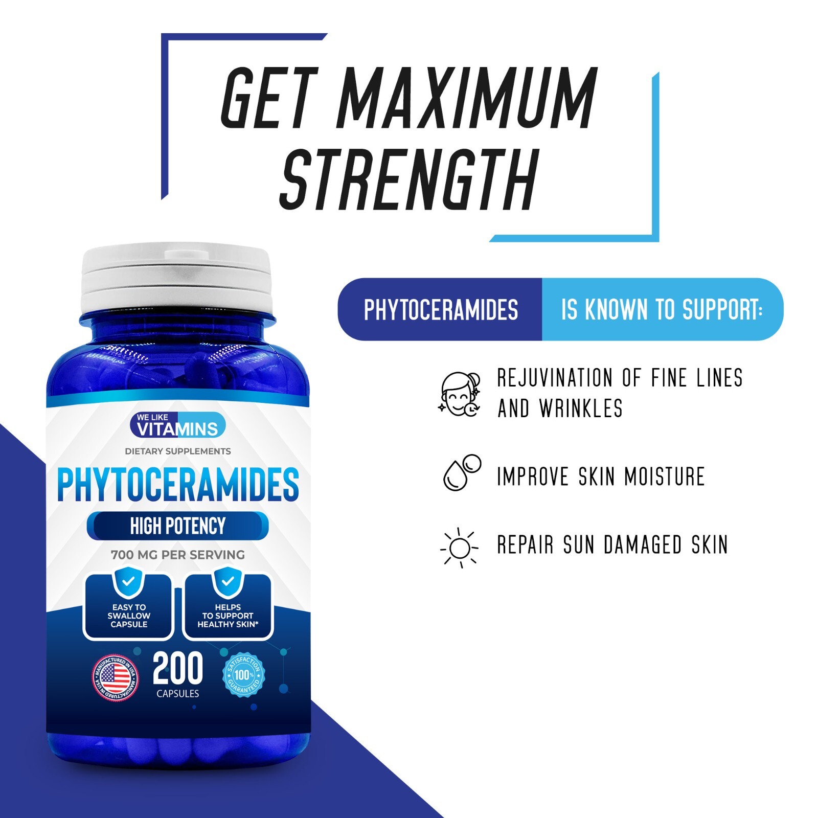 Phytoceramides 700mg - 200 Capsules - Best Value We Like Vitamins