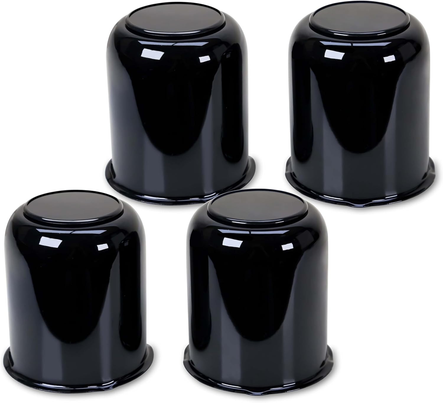 LIBRA Trailer Wheel Center Caps 4.25" Stainless Black Push Through ,4PC
