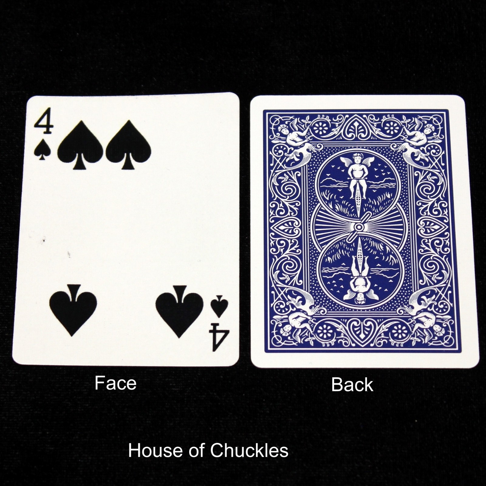 4 of Spades - Moved Pip, Bicycle Printed Gaff Card, Blue