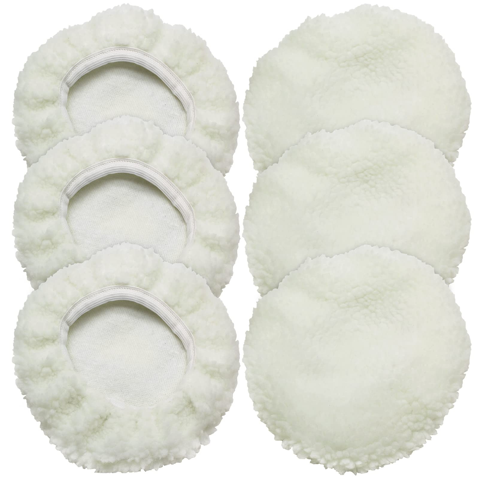6 PCS Car Polishing Bonnet Buffing Pad Lamb Fleece Cover for 9-10 Polisher,