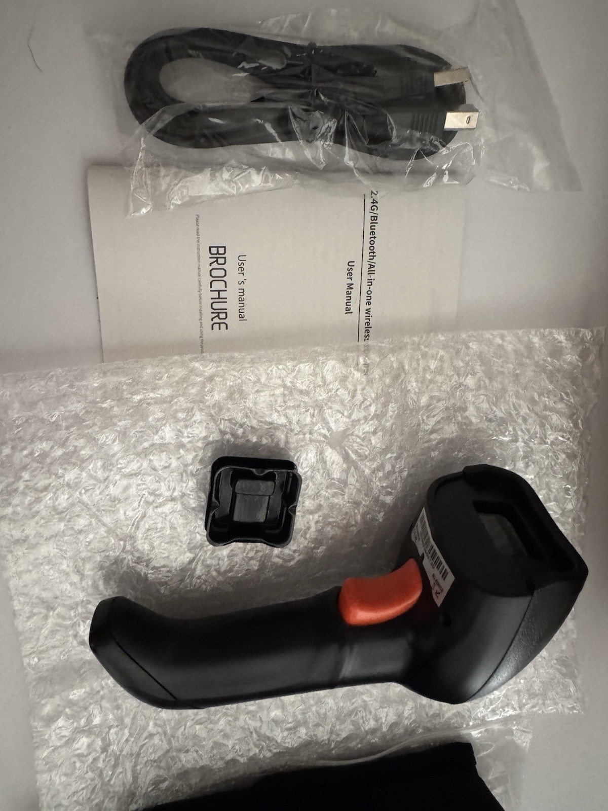 Bluetooth Wireless Barcode Scanner w/Holster 1800mAh Rechargeable 3 Modes Black