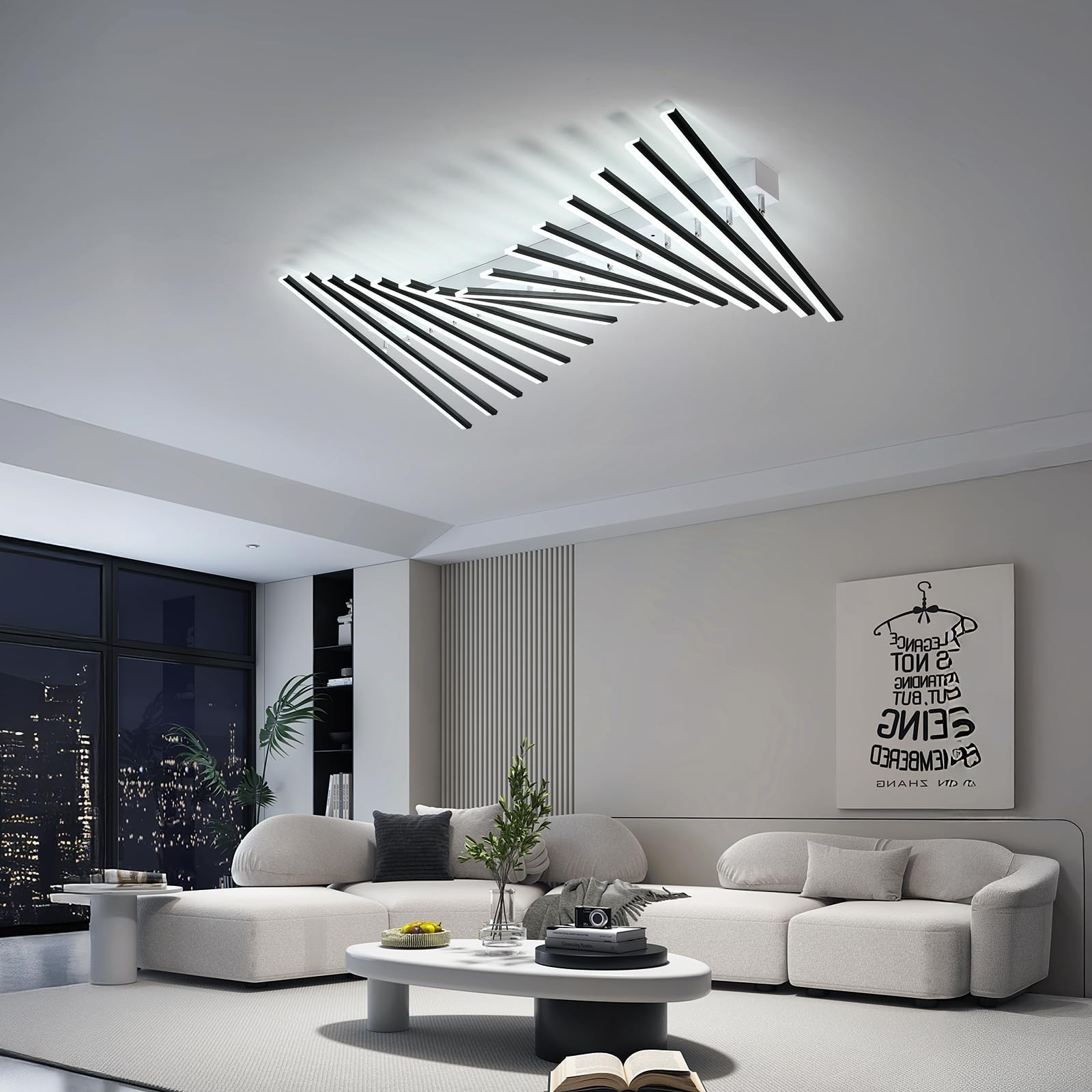 JAYMP 15 Lights Adjustable Linear Modern Ceiling Light 43.3 inch Dimmable LED...