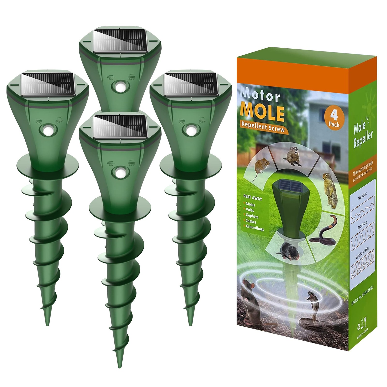 Solar Pest Repeller Stakes (4 Pack) – Outdoor Garden and Lawn Ground Stake