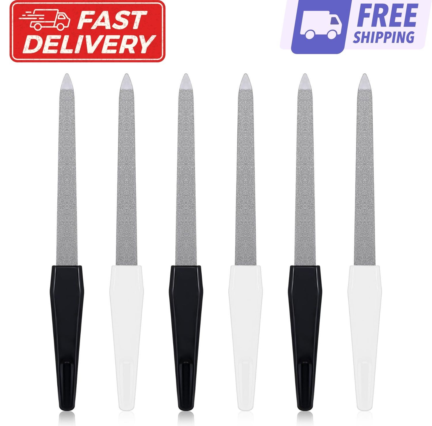 6 PCS Metal Nail Files for Women Stainless Steel Nail File Double Sided Diamo...