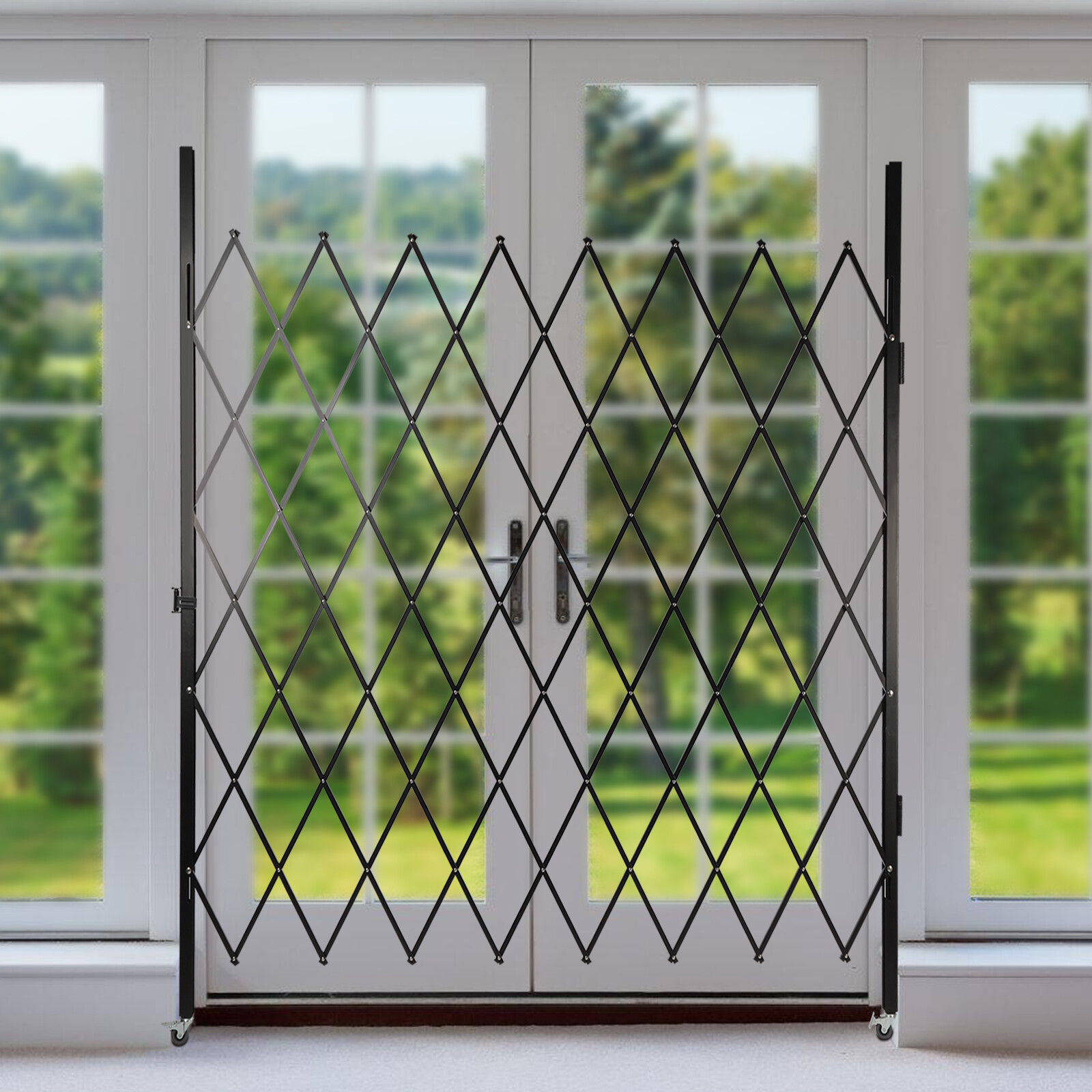 360° Rolling Barricade Gate Folding Security Gate Expanding Security Door 2.2*2m