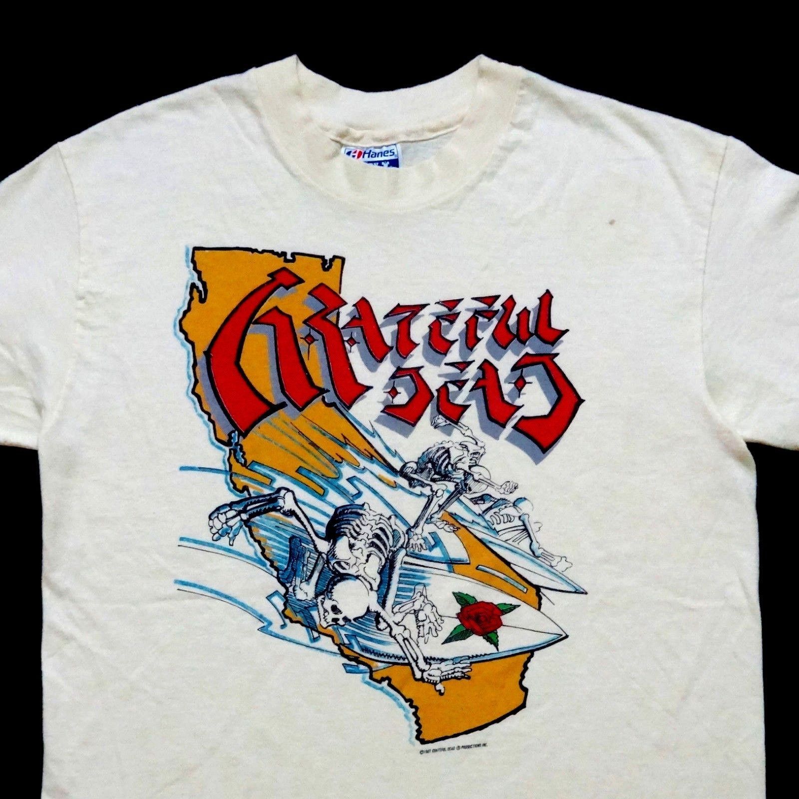 Grateful Dead Shirt T Shirt Vintage 1987 Surfing Surf Skeletons Rick Griffin GDP