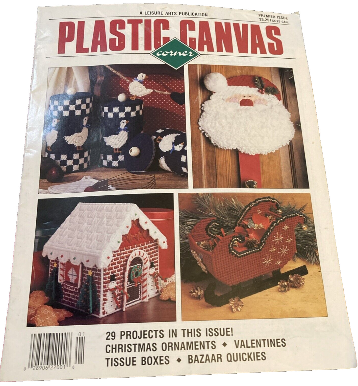 Vtg Rare Leisure Arts PLASTIC CANVAS CORNER 1989 Booklet Premier Issue