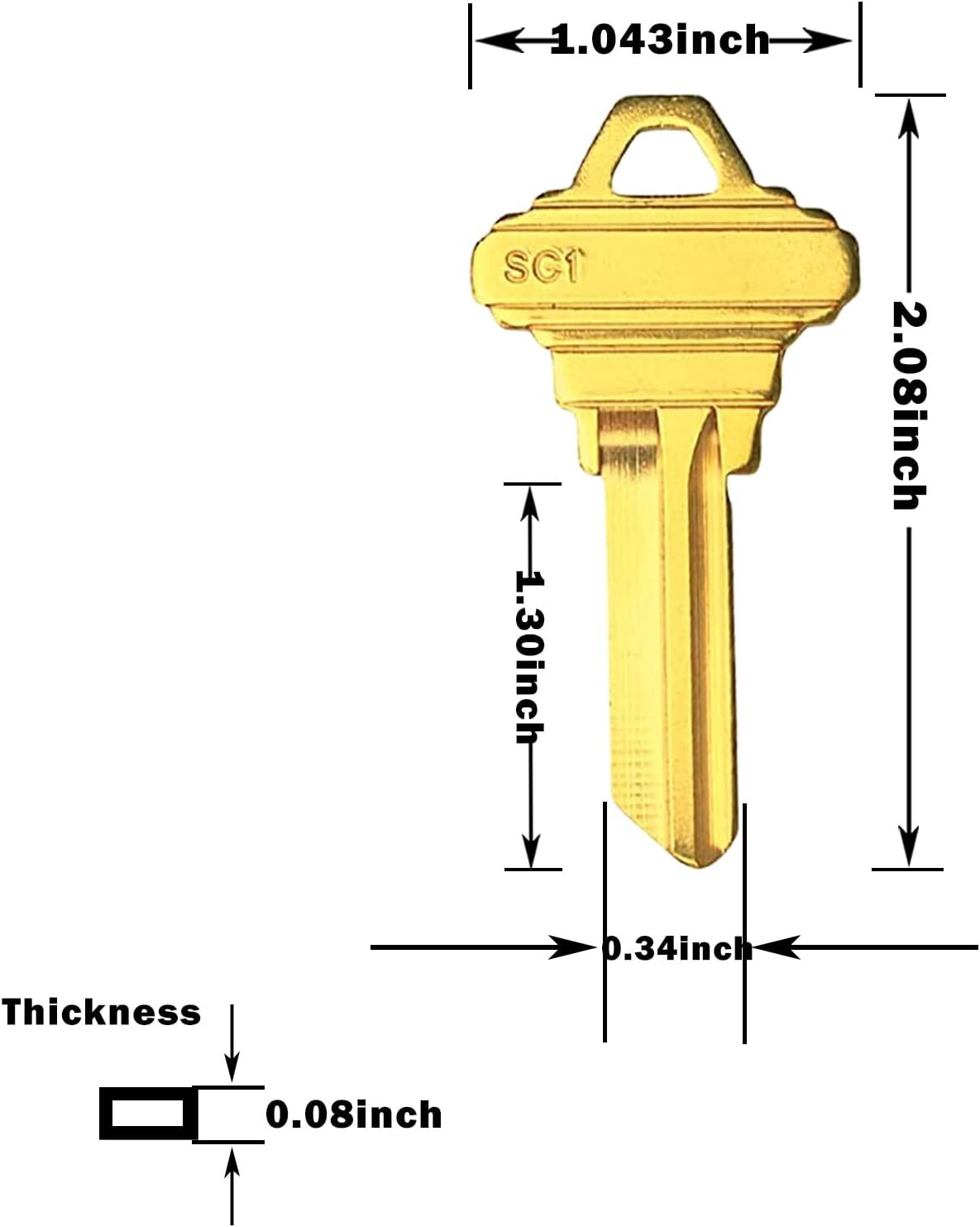 100PACK SC1 Key Blanks Uncut Blank Keys Copper Structures Blank Keys 5Pin