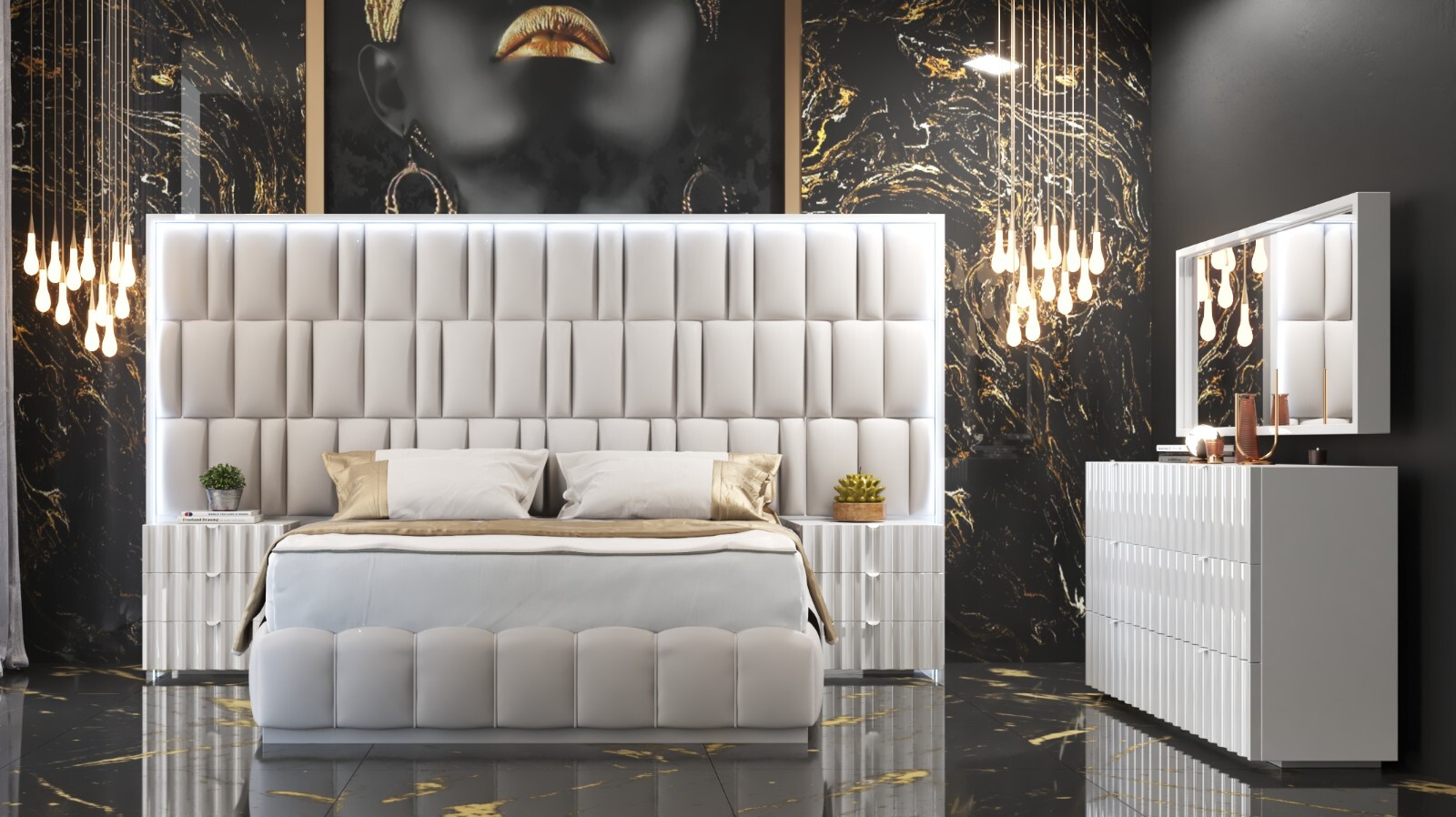 ESF Orion 6 Piece King Bedroom Set Made in Spain by Franco Spain