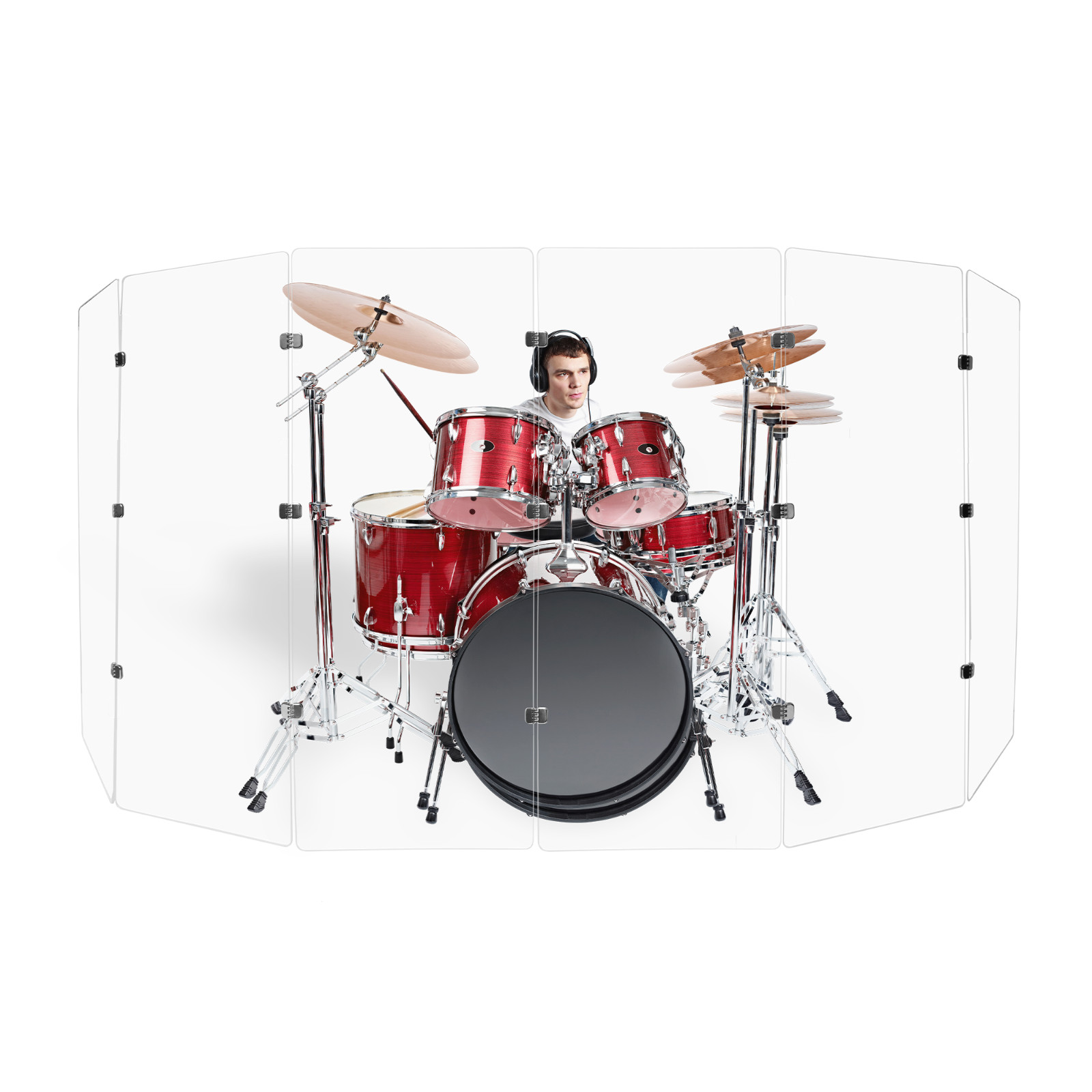 Six Panel Drum Shield 2ftX5ft / 5ft Tall Chrome