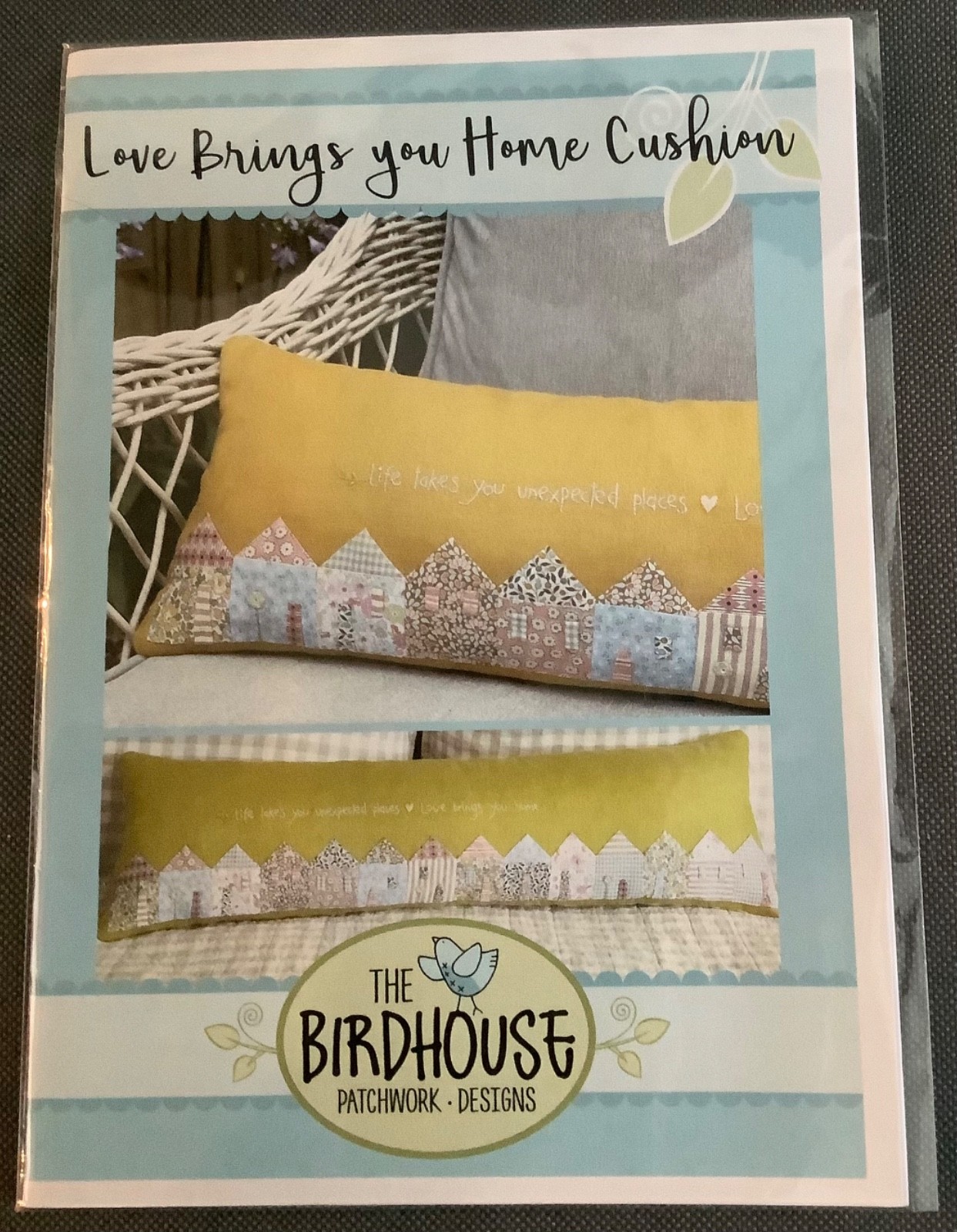 Love brings you home cushion pattern by The Birdhouse Patchwork Designs