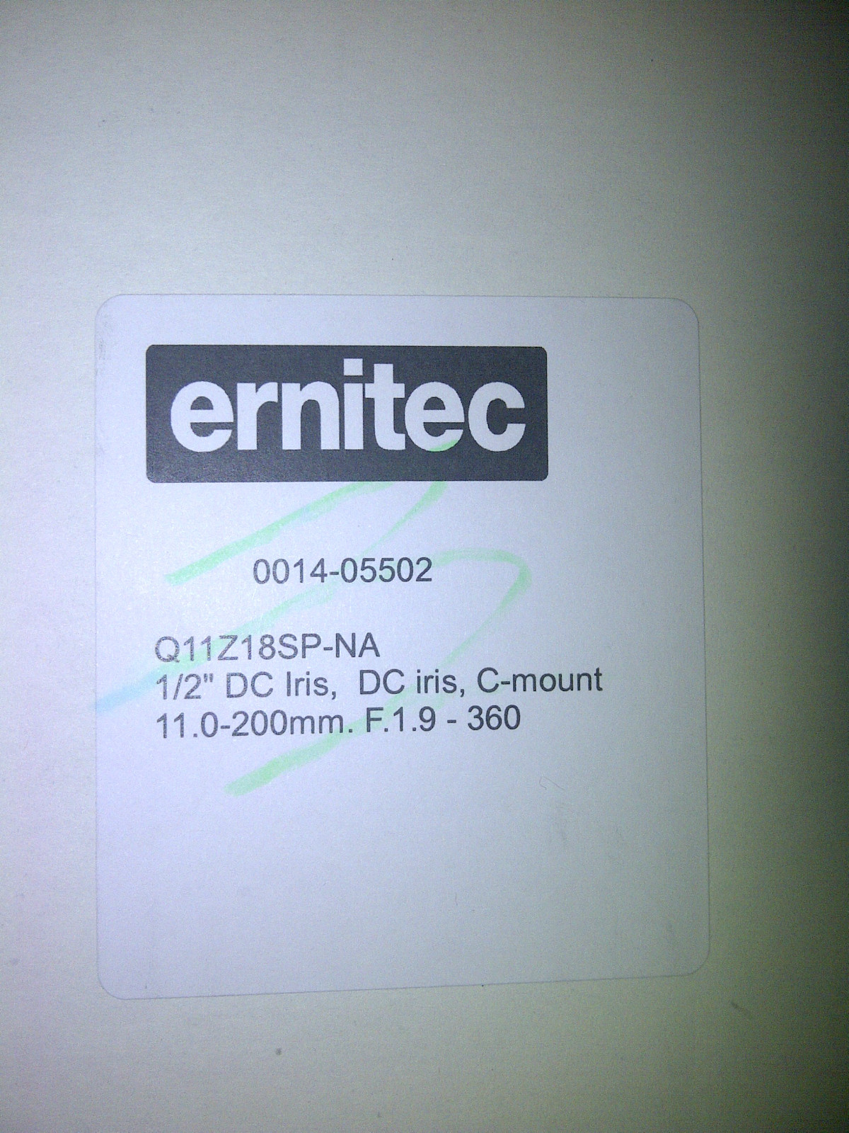Ernitec Q11Z18SPNA-1/2 11-200mm F1.9-F360, 0014-05502 C mount 1/2 zoom CCTV LENS