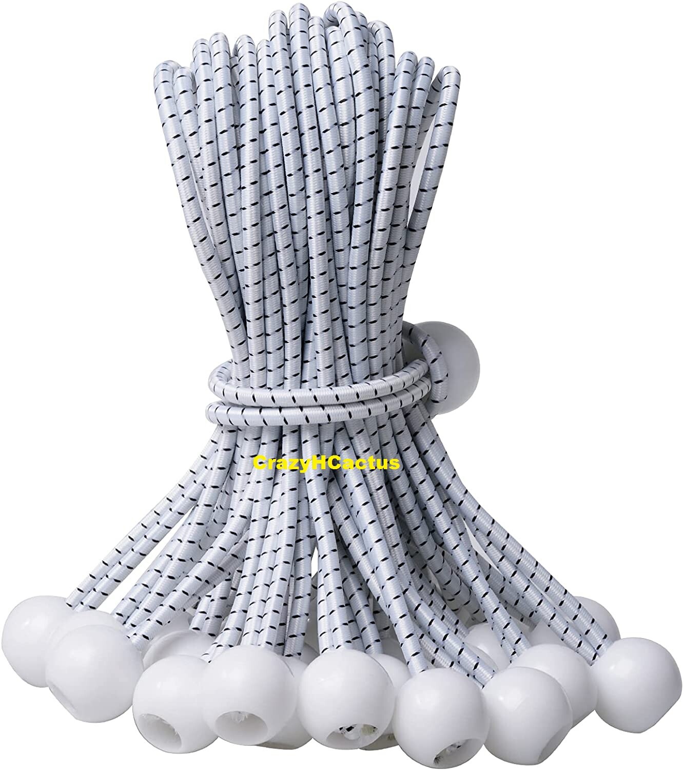 SUPER PREMIUM 50 Pieces Pc 9" White Ball Bungee Bungie Tarp Tie Down Tarps