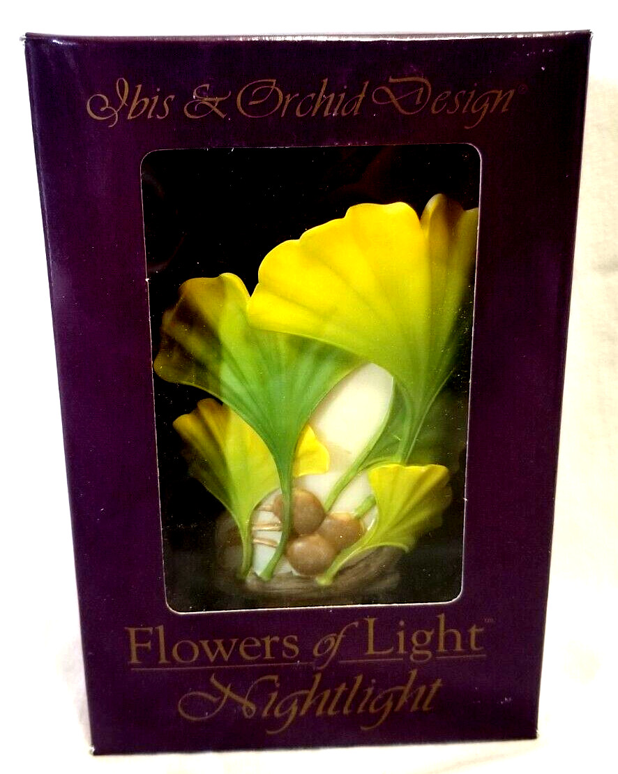 NIP Ginko Leaves Plug In Nightlight by Ibis & Orchid Flowers of Light 5" NEW