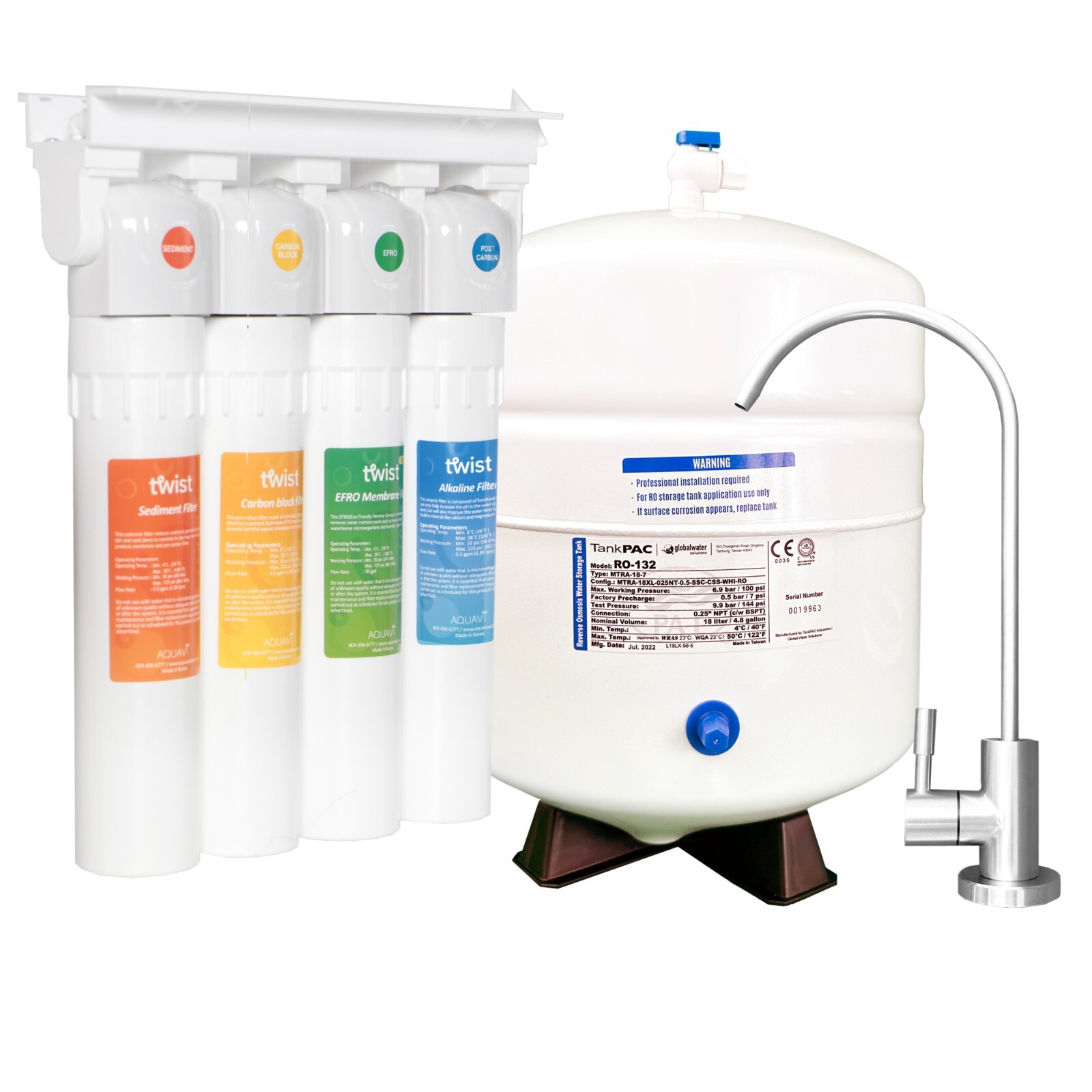 AQUAVI 4-Stage Under Sink Reverse Osmosis Water Filtration System