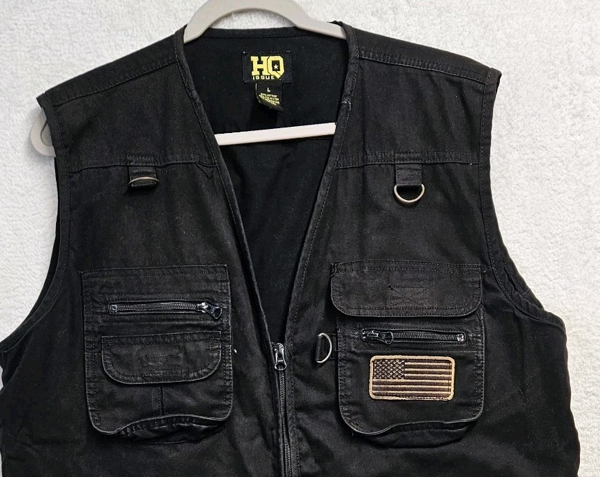 HQ Issue Tactical Vest Mens Size Lg  Zip Up Concealed Carry Hunting See Photos