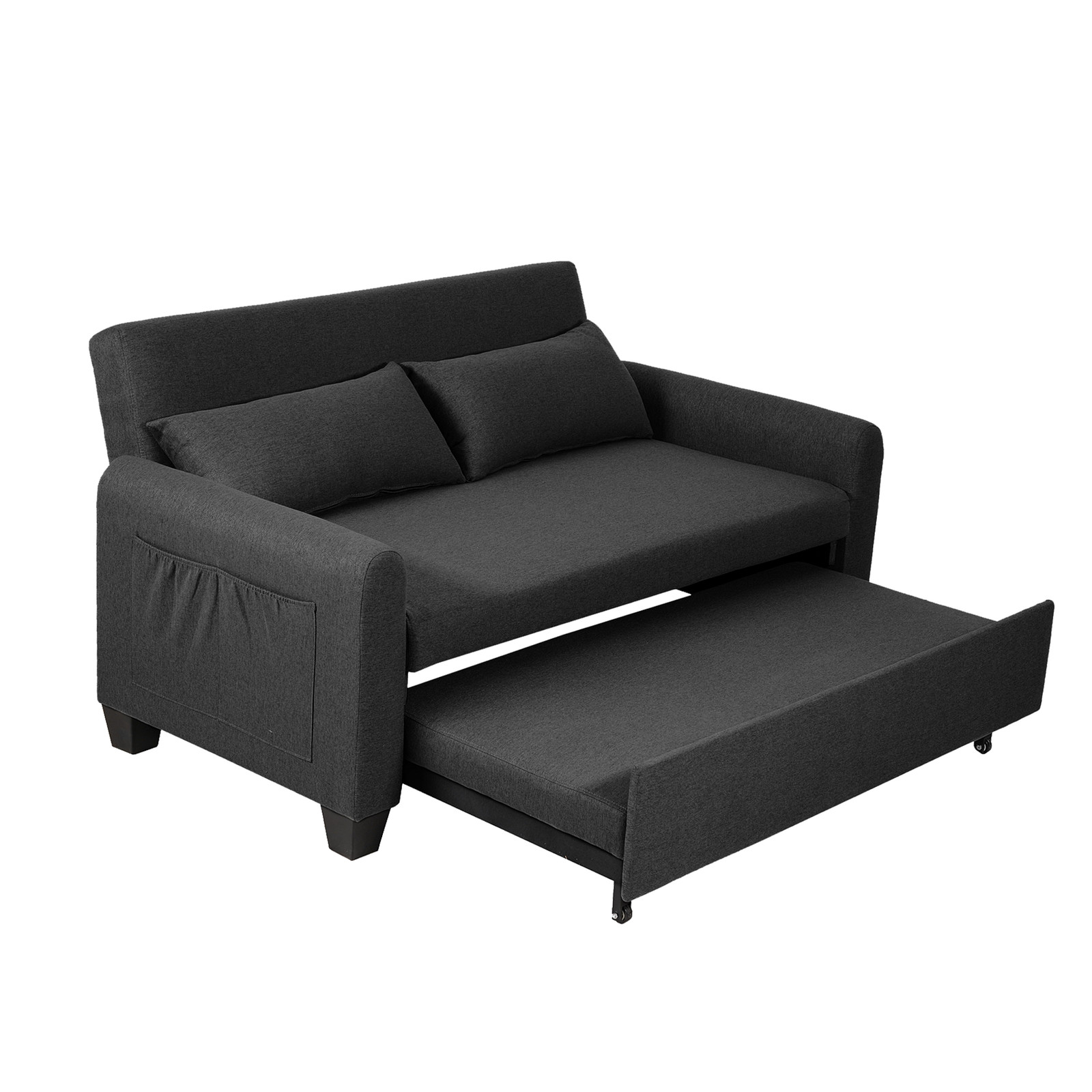 60.24'' Convertible Sleeper Sofa Bed Burlap Loveseat Sofa Couch w/ Pull Out Bed