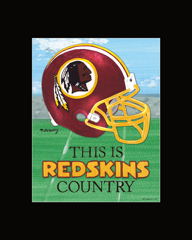 Football Matted Print Washington Redskins Country Helmet Sign Made In The USA
