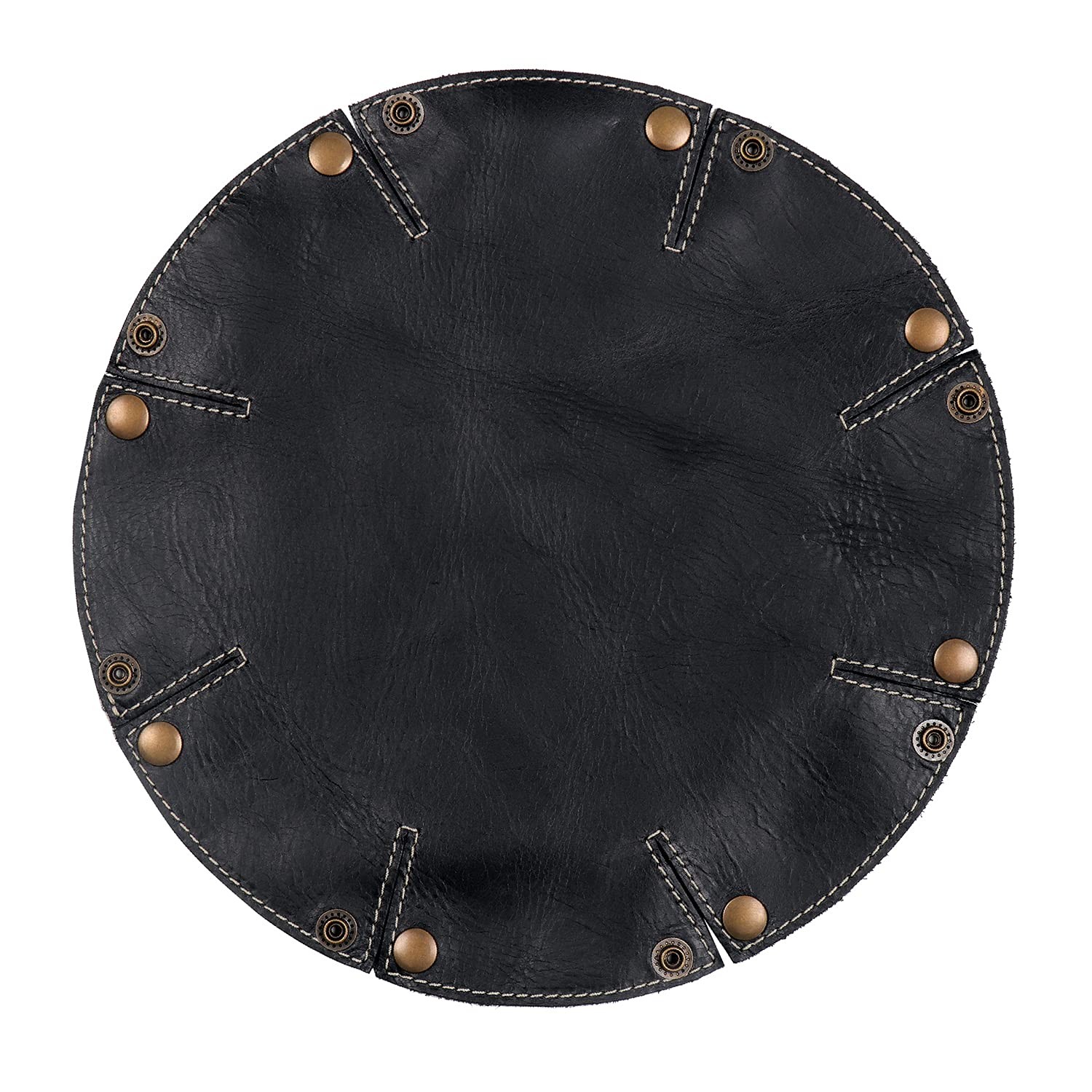 Genuine Leather Round Tray Organizer - Practical Storage Box for Wallets, Wat...