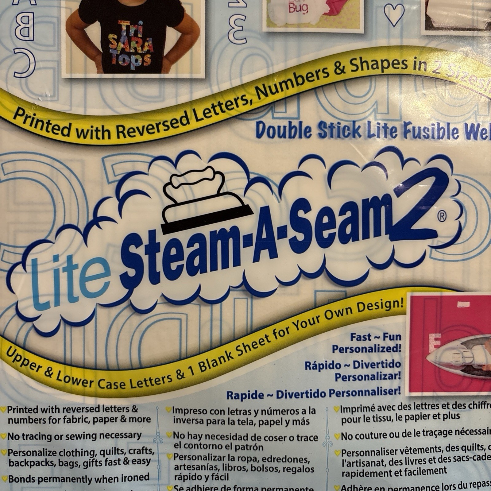 Lite Steam-A-Seam 2. Warm Co. Double Stick Fusible Web! Letters & Numbers.