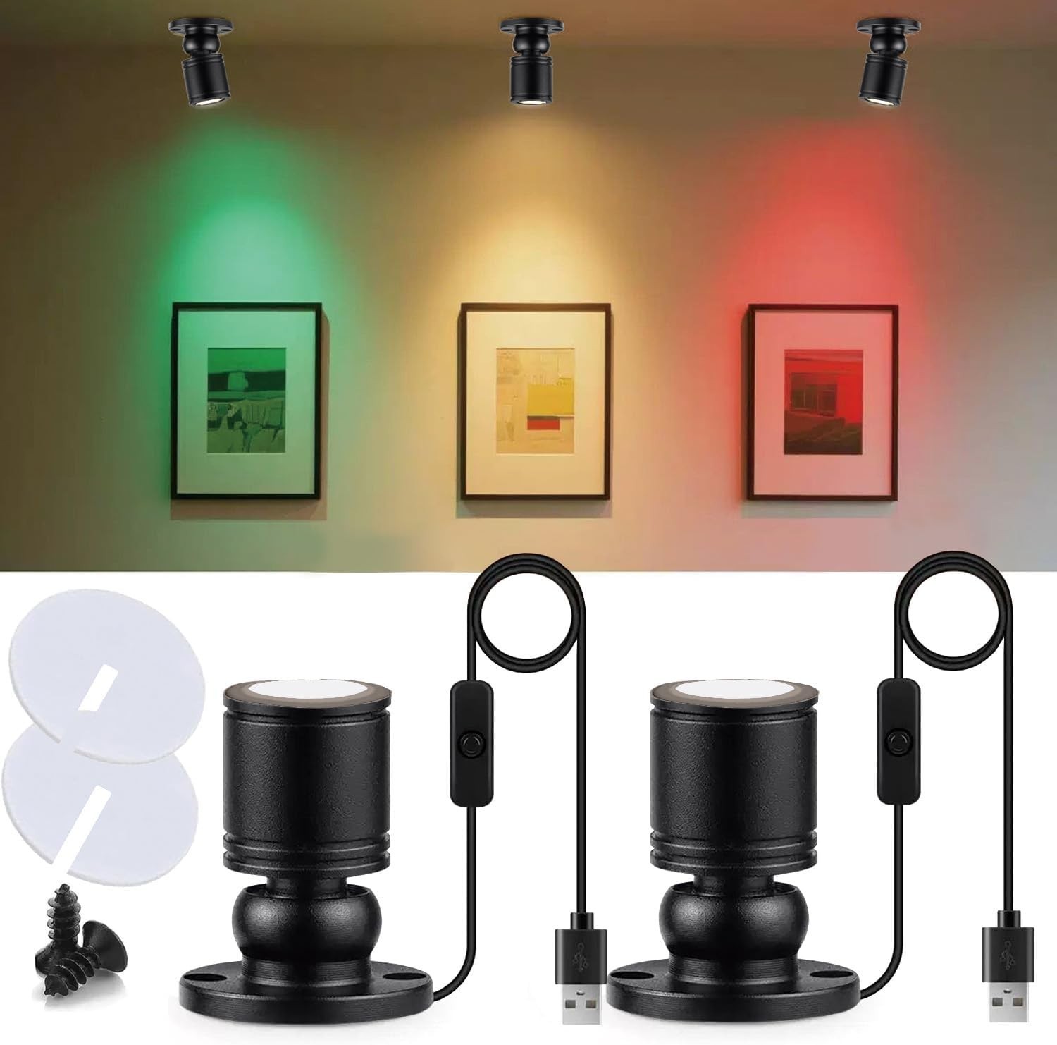 USB Powered Mini Spotlights for Displays 2-Pack 5V Small LED Spot White Light