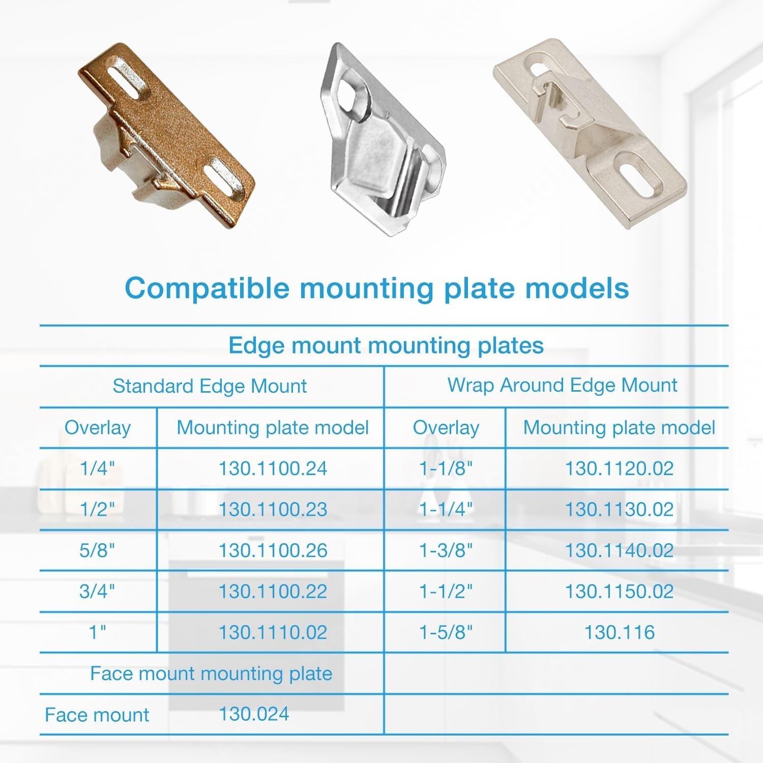 Replacement Cabinet Hinges, 110 Degrees Screw on Compact, 8 Pack