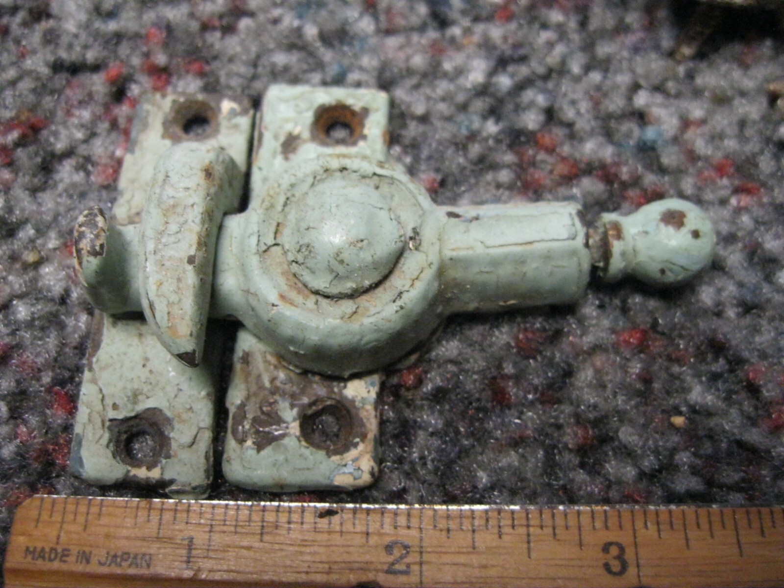 Old window latch Forged Iron & brass 1880s Vintage