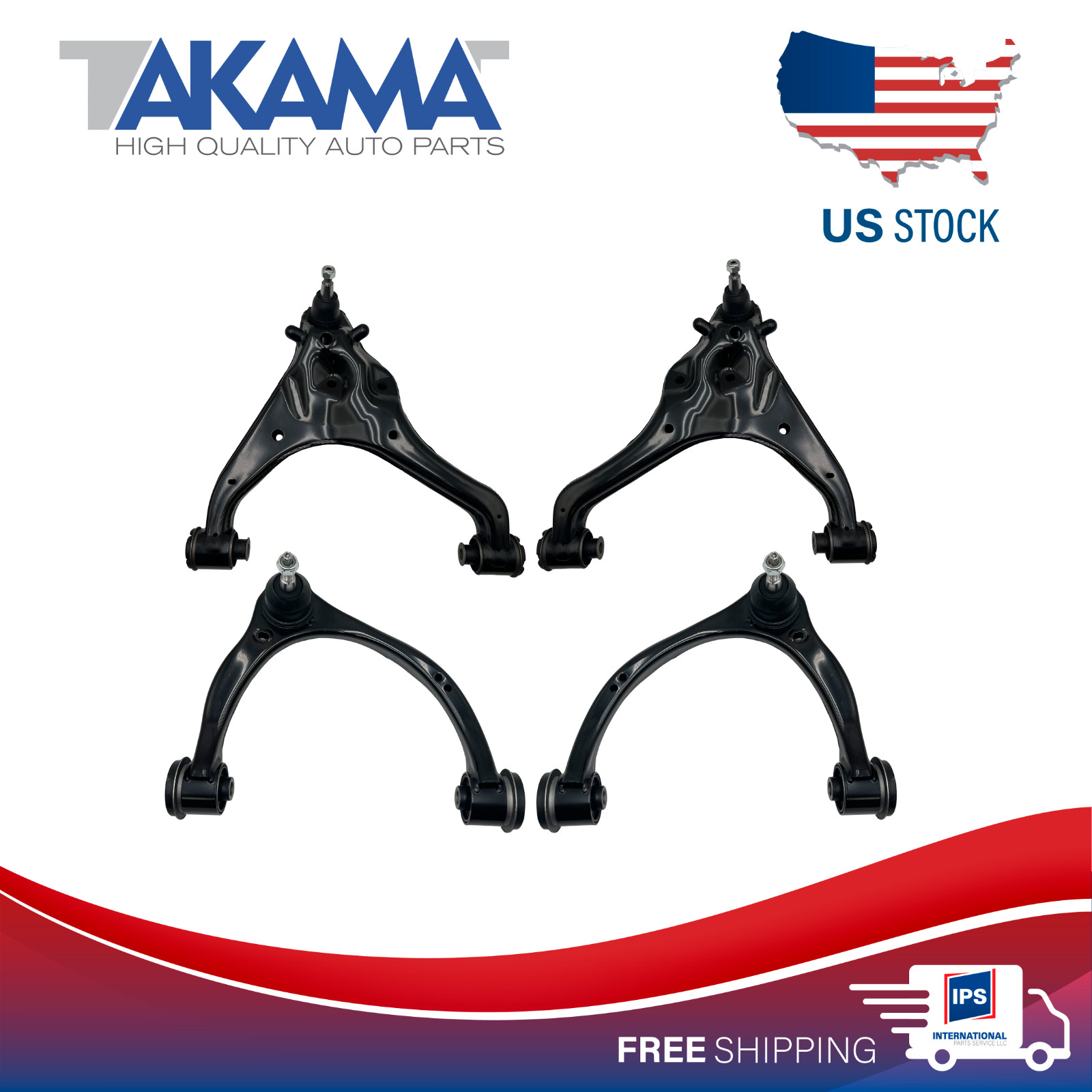 4 PCS Front Lower + Upper Control Arms for 2021-2024 FORD F-150 F150