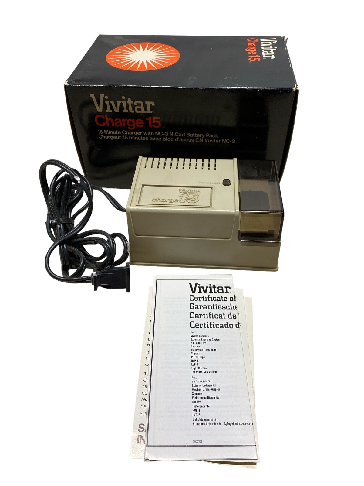 VTG Vivitar Charge 15, packed in original Styrofoam and Box with Instructions