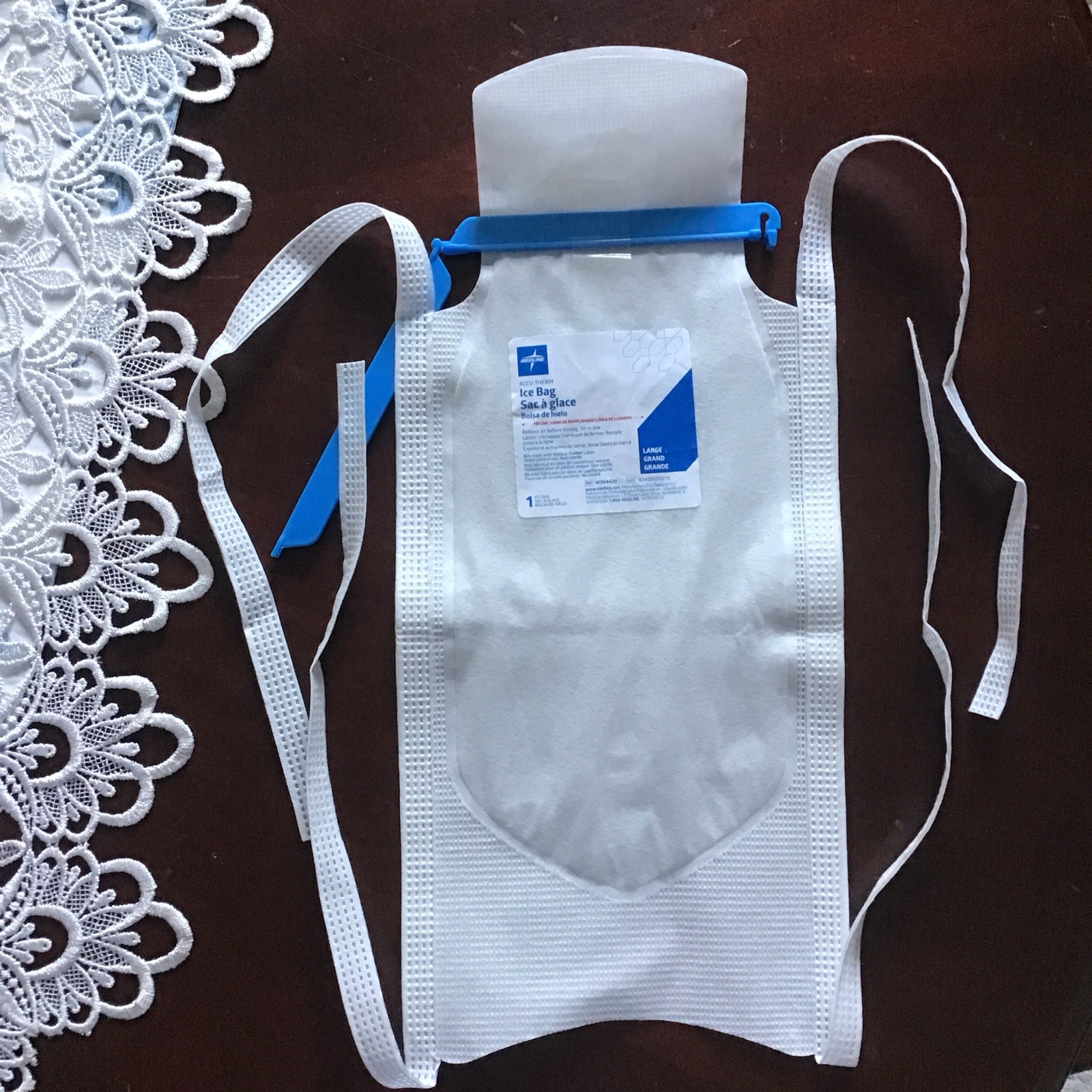 Medline Refillable Ice Bag with Clamp Closure, 6.5 X 14 Inch, Reusable, 1 Count