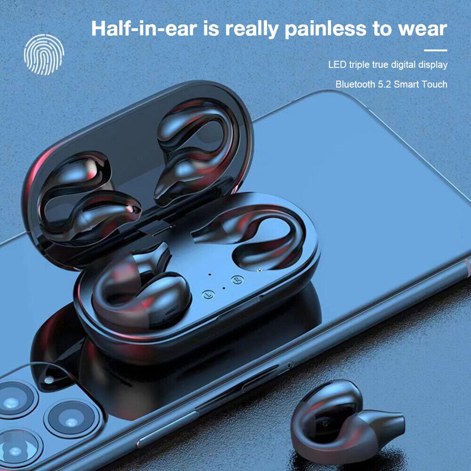 Bone Conduction Earbuds Wireless Bluetooth 5.2 Headphone HiFi Stereo Headset