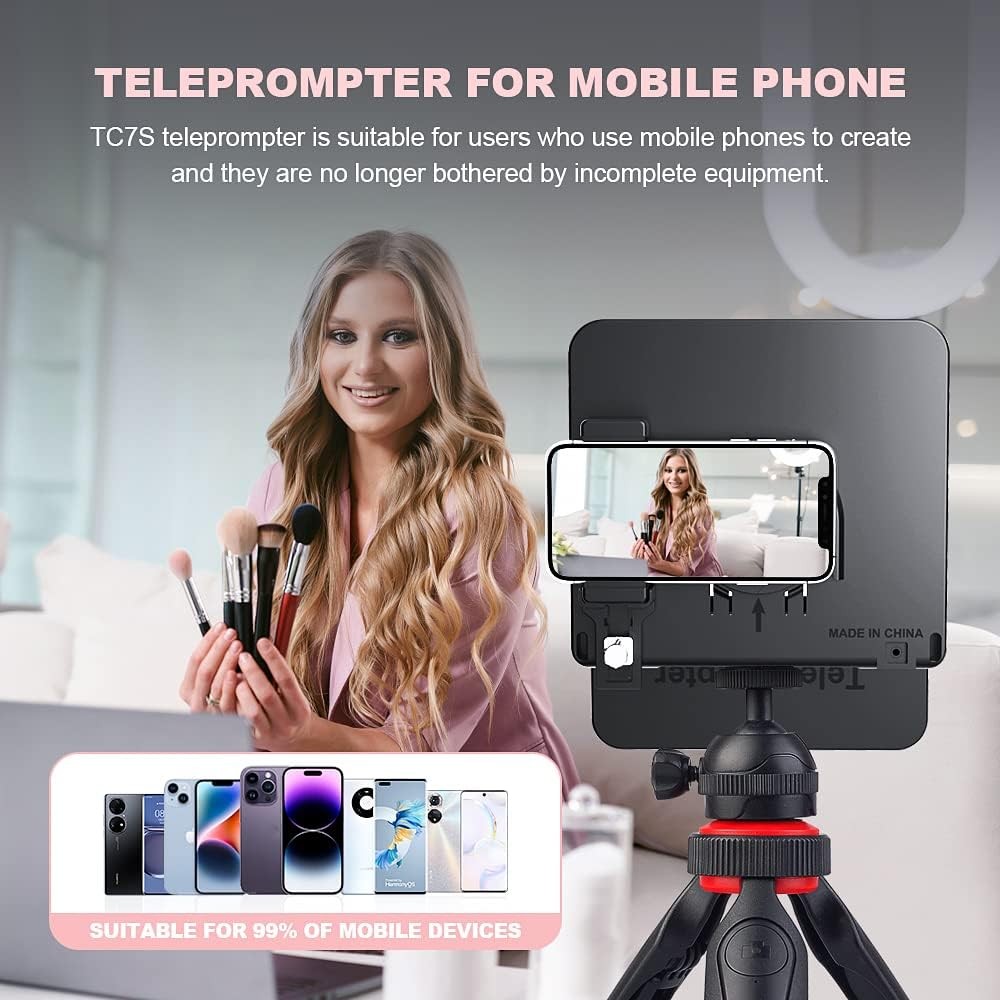 LENSGO TC7S Foldable Teleprompter for Android iPhone iPad Tablet Video Recording