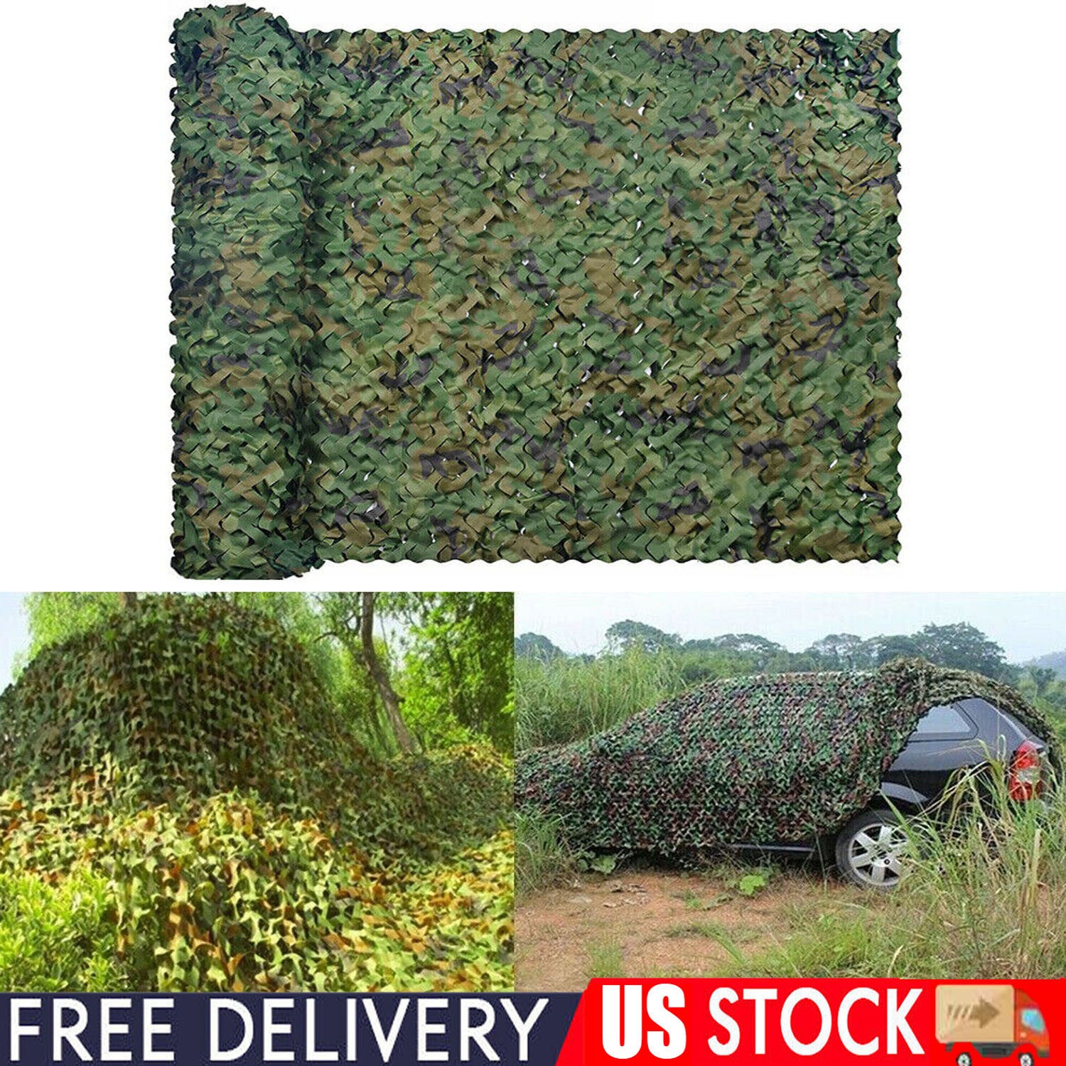 Camping Camouflage Netting Military Camo Mesh Sunshade Hunting Car Cover US