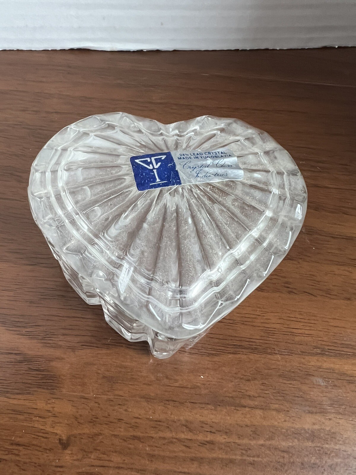 Crystal Clear Industries 24% Lead Crystal Yugoslavia-Heart Lidded Trinket Dish