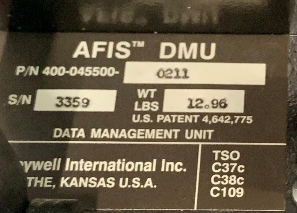 AFIS DMU 400-045500-0211 Removed Working