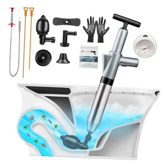 High Pressure Toilet Plunger, Toilet Snake Air Drain Blaster with Gery-manual