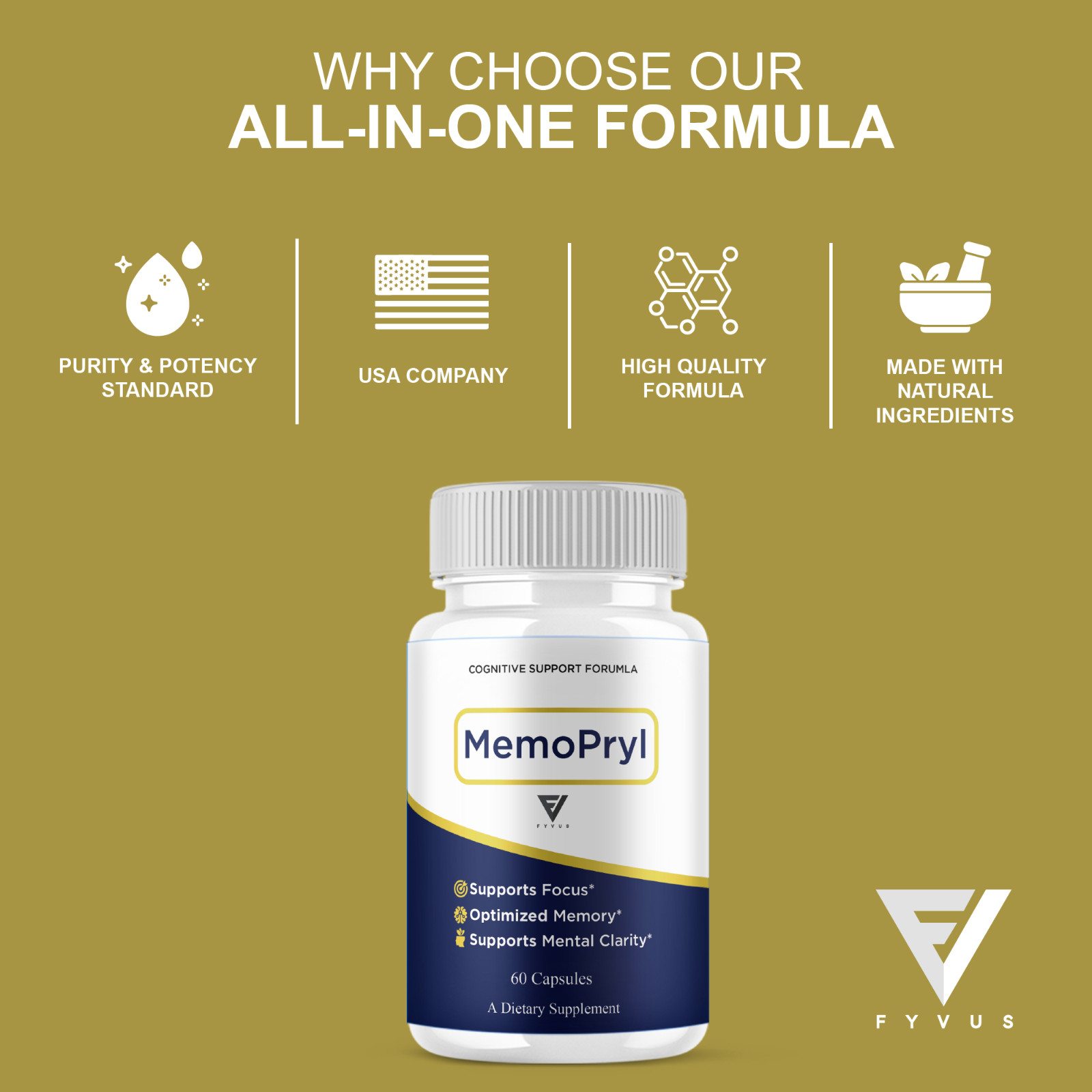 (2 Pack) Memopryl Nootropic Capsules, Memo Pryl Advanced Formula (120 Capsules)