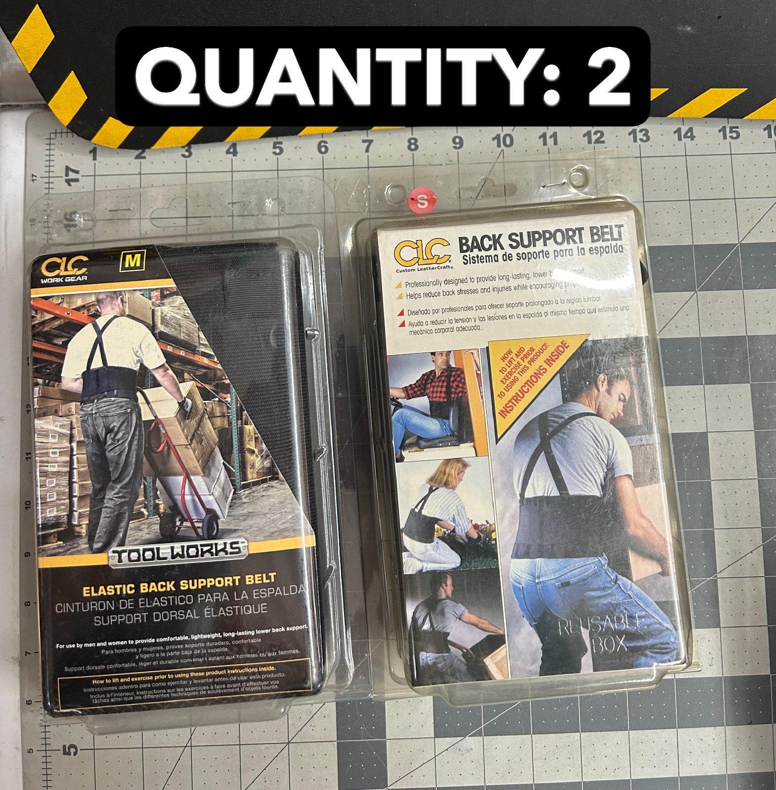 NOS 2-pack lot CLC Tool Works Elastic Back Support Belt Gear Size SMALL & MEDIUM