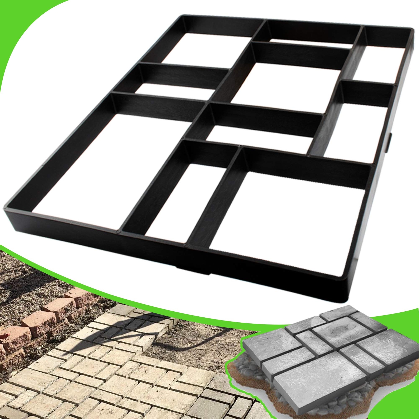 Jumbo Size 23.6"x19.7"x1.8" Walk Maker Reusable Concrete Path Maker Molds Pav...