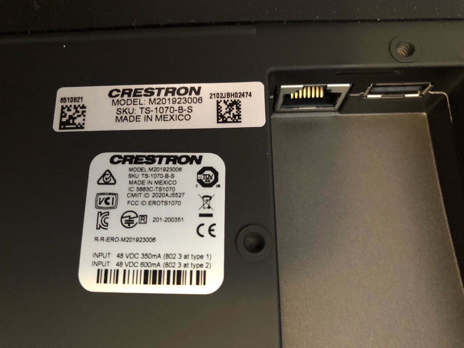 Crestron TS-1070-B-S Tabletop Touch Screen 10.1 in. - Black Smooth